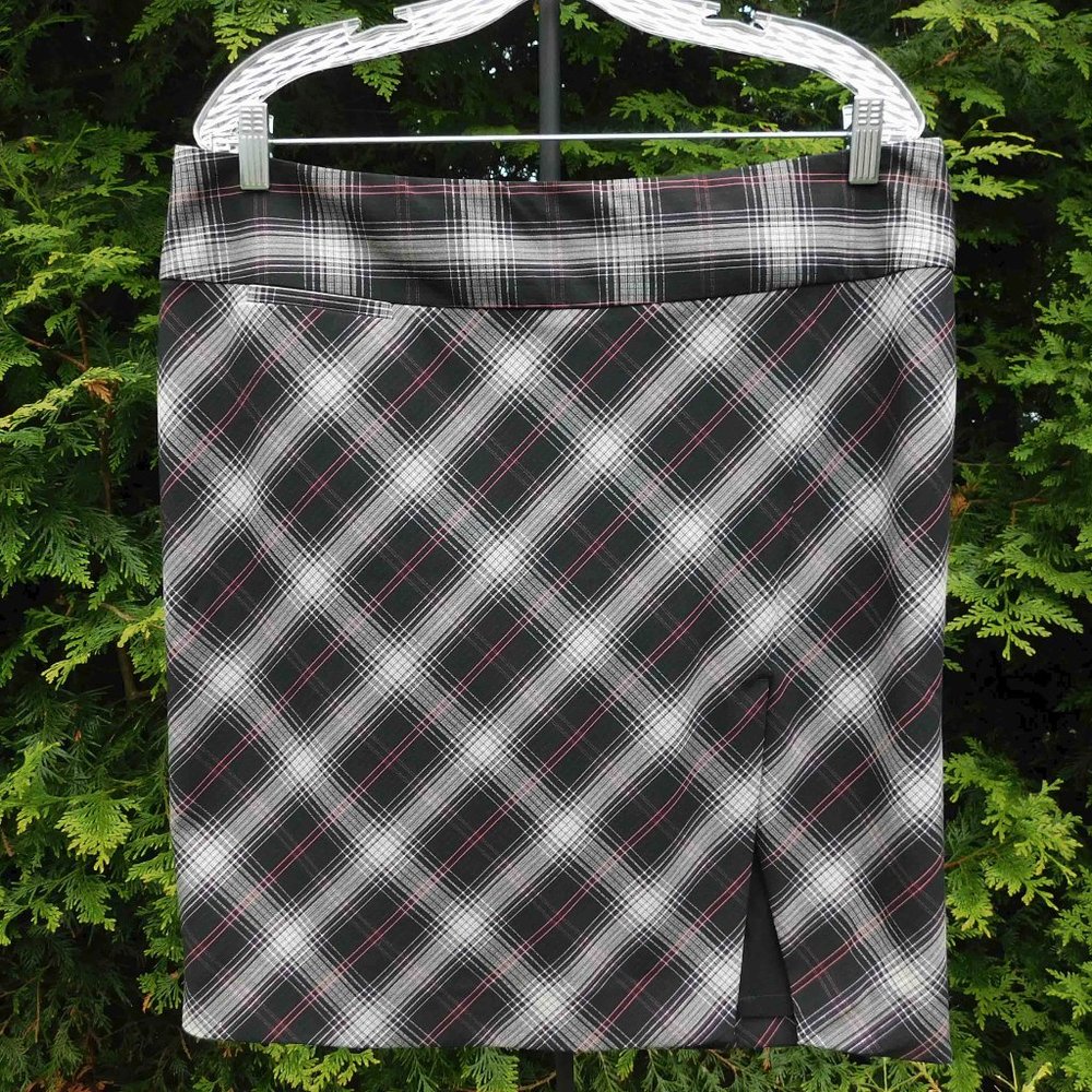 Express Design Studio Plaid Skirt with Offset Front Split